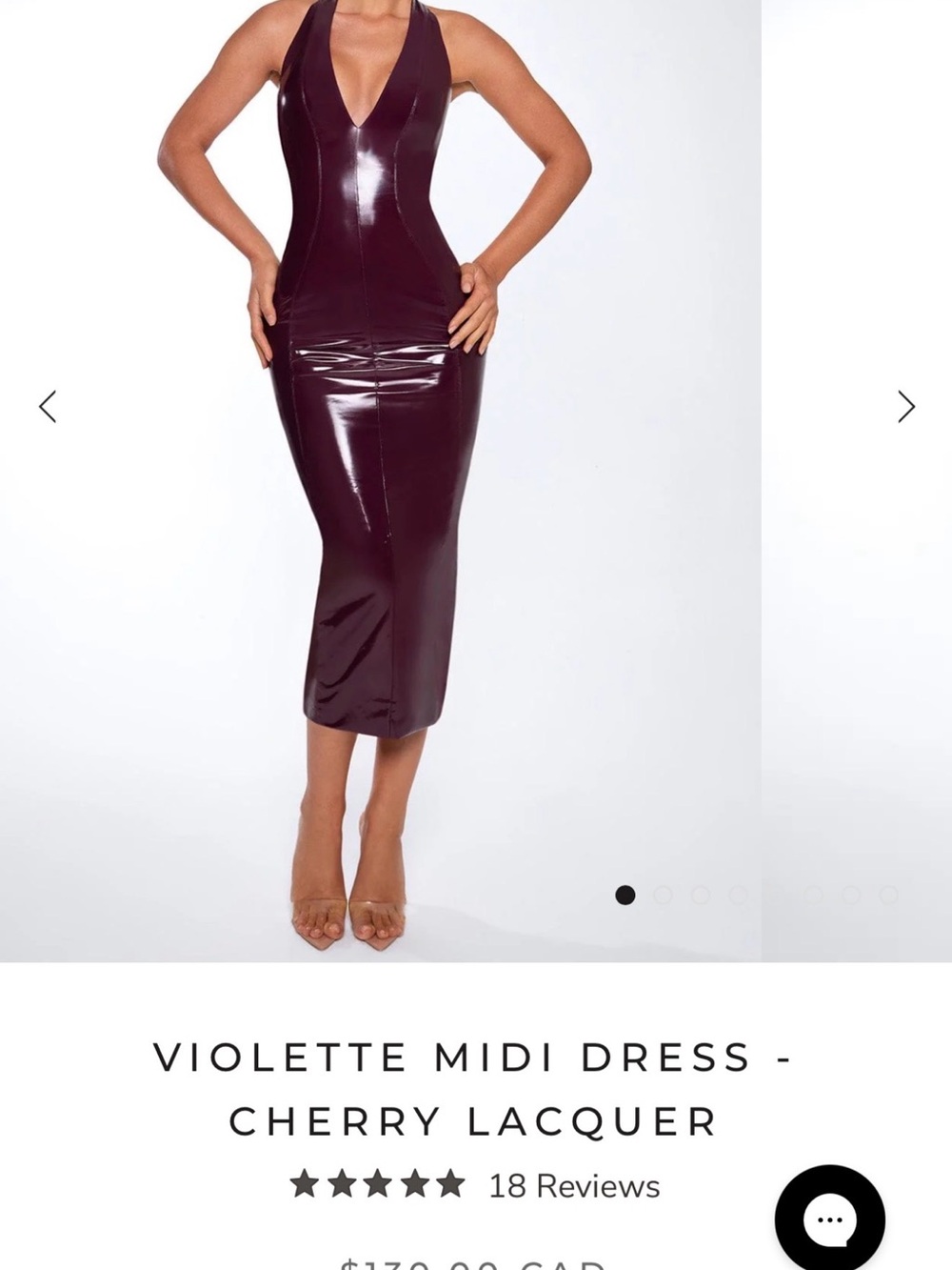 Violette Lacquer Midi Dress in Deep Cherry